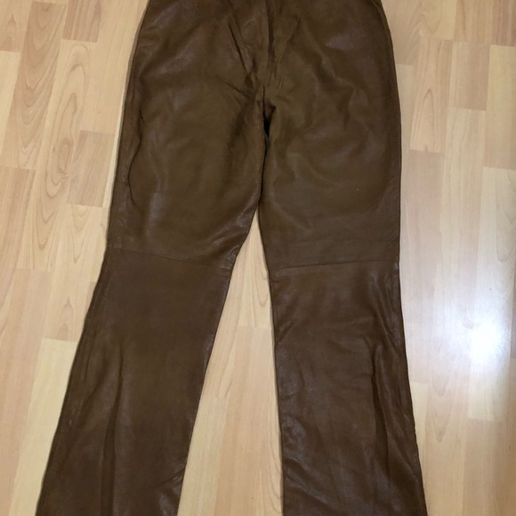 Women’s Authentic Brown Leather Pants Size 8 - Picture 4 of 8